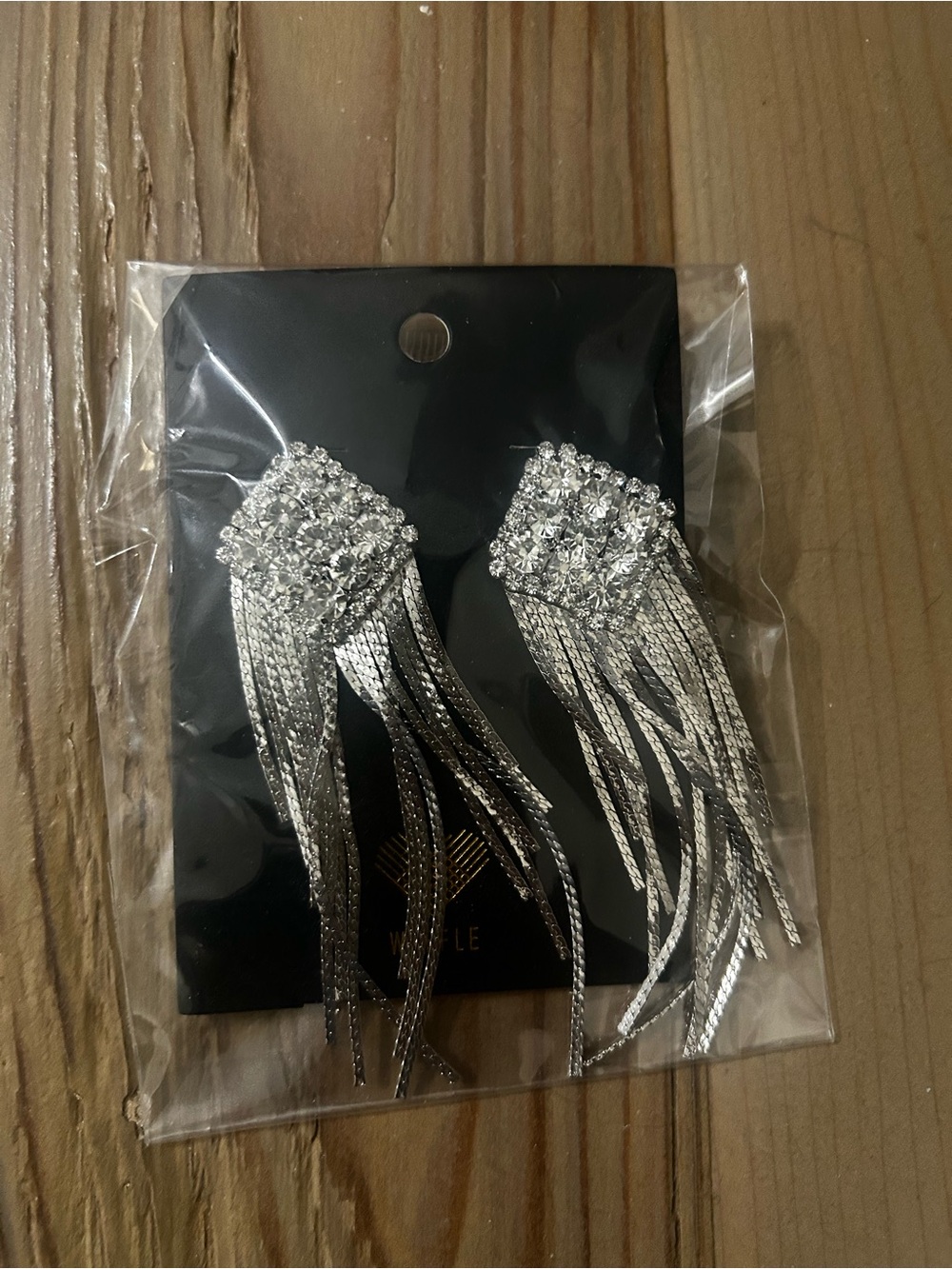 Rhinestone Fringe Drop Earrings - Silver